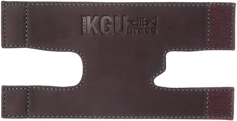 KGUBrass Trumpet valve guard by KGUBrass is the leather trumpet valve protector made of luxurious mild and thick material; use as protection from corrosion, scratches and stains (Brown (Green thread)) - Image 1
